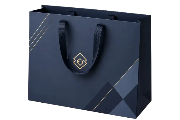Offset printed paper shopping bag with reinforced handles